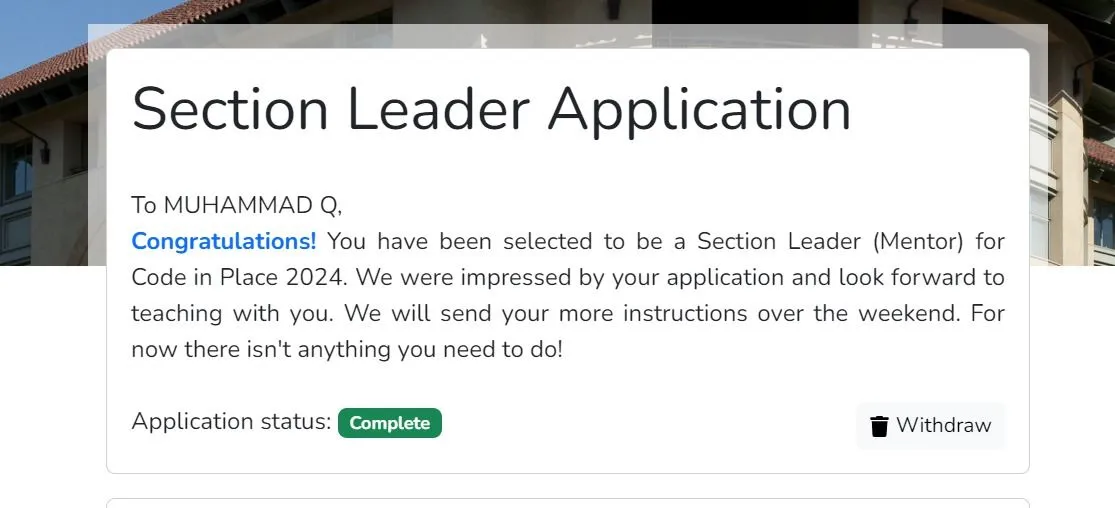 Section Leader at Stanford